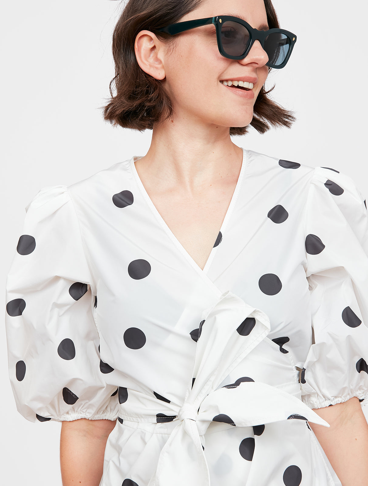 Shop Ganni Recycled Dot Wrap Dress ...